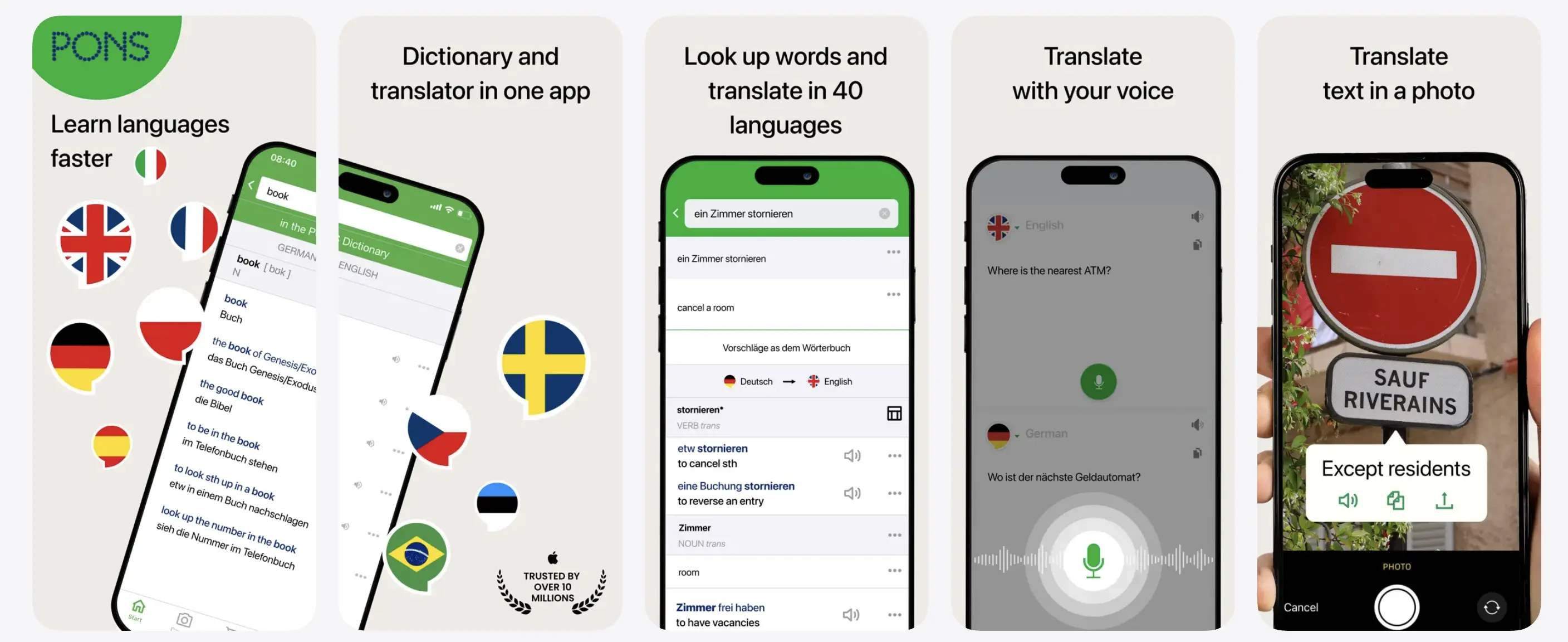 The App Store page of PONS translator app.